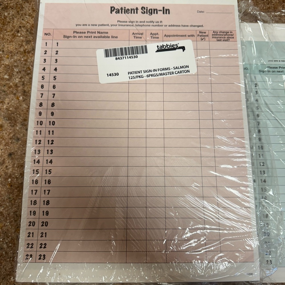 Sign in sheets
